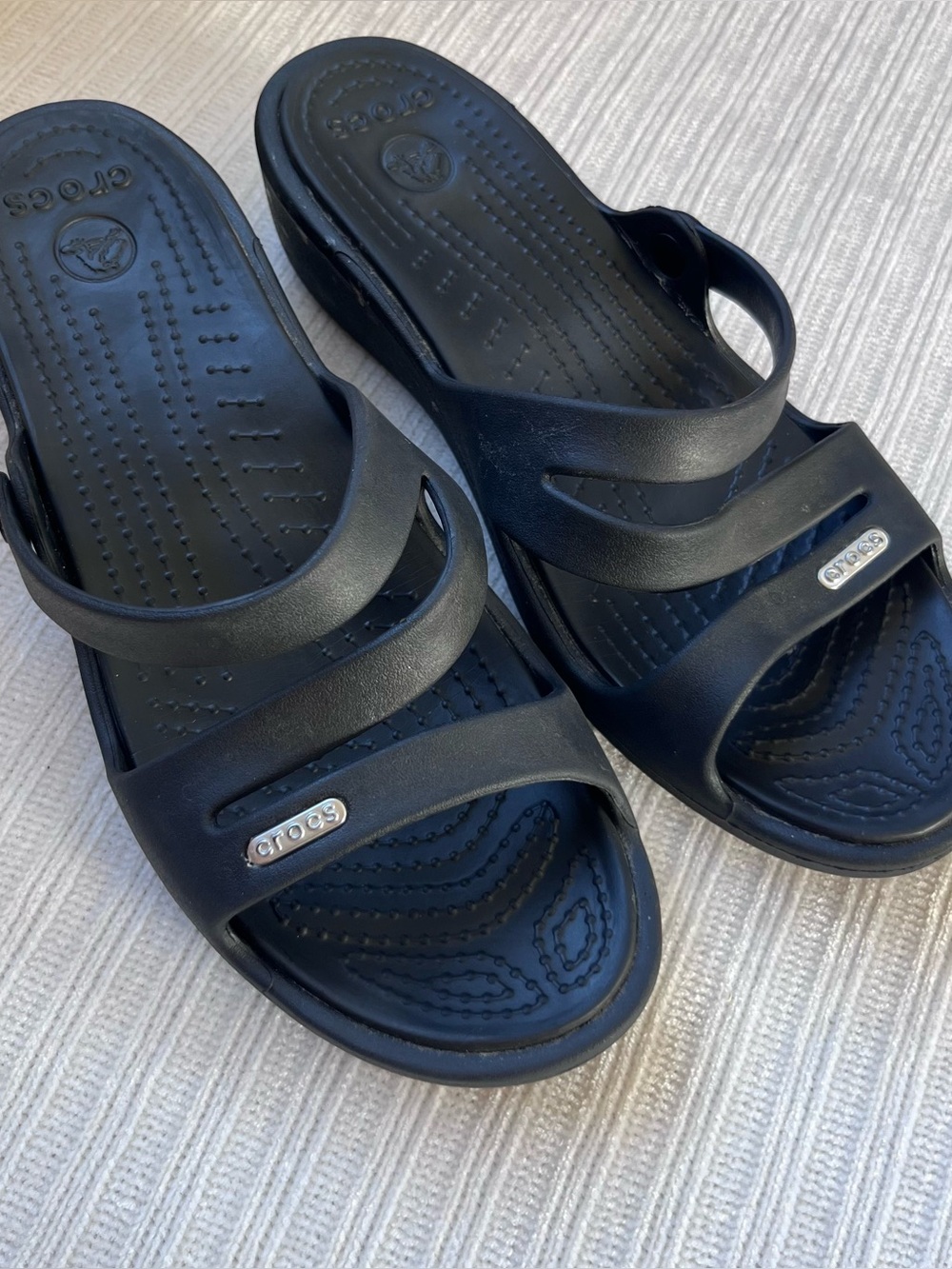 CROCS Women's Black Double-Strap Slide Sandals Sz 8